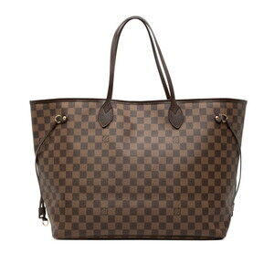 LOUIS VUITTON Authentic Brown Damier Leather Neverfull GM Tote Bag